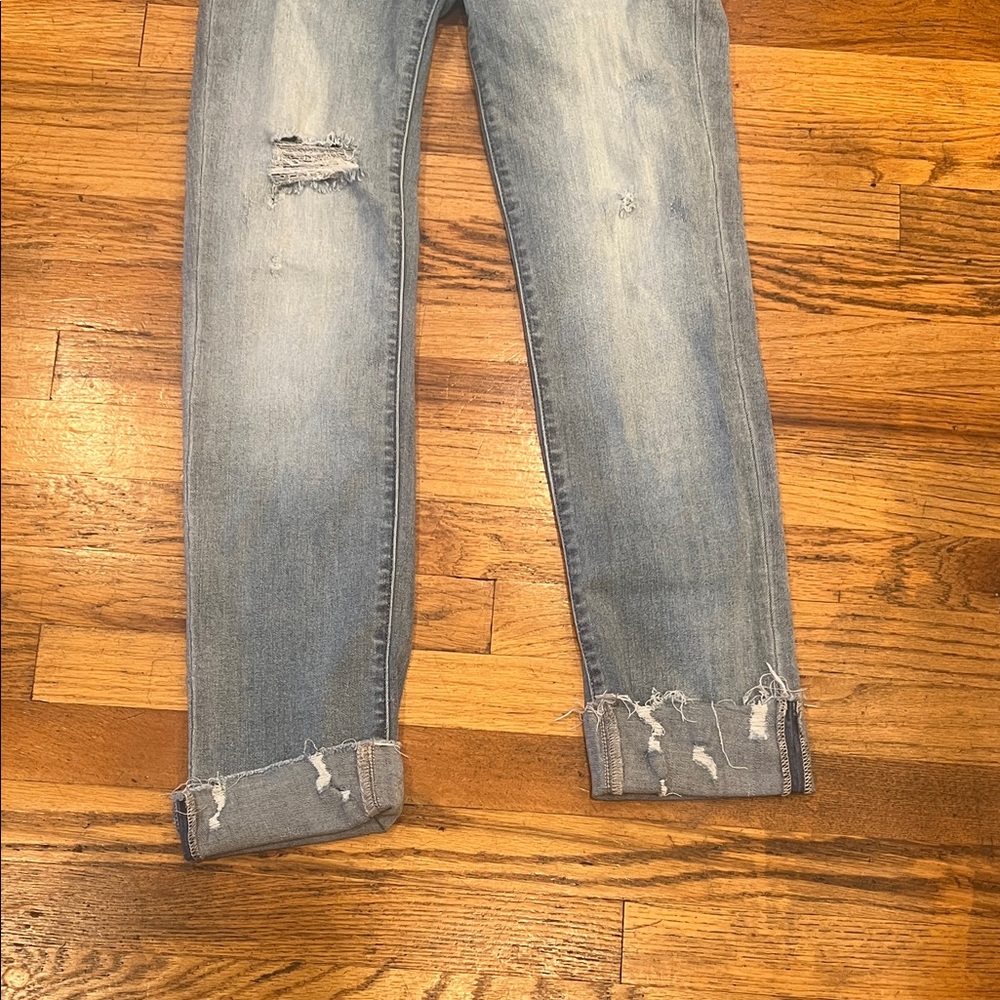 Judy Blue Light Blue Distressed Ankle Jeans - Picture 2 of 11